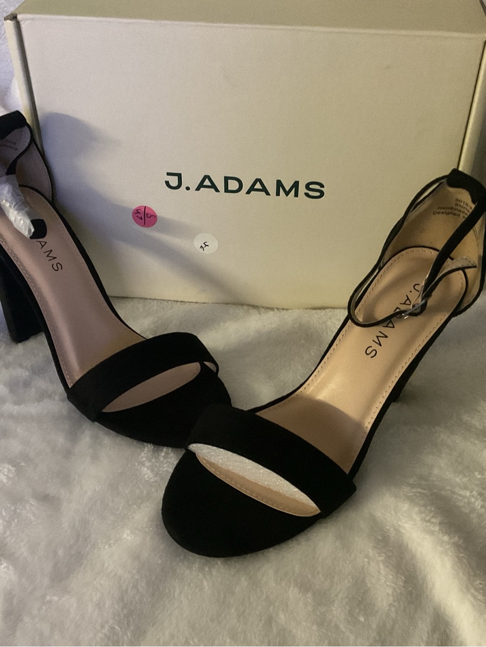 Adams Black Open-Toe Block Heel Sandals with Ankle Strap